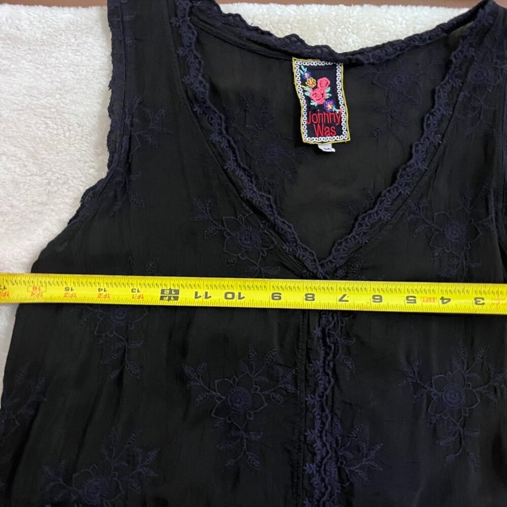 Johnny Was Black Embroidered Sleeveless Boho Dress Size M - Picture 2 of 7